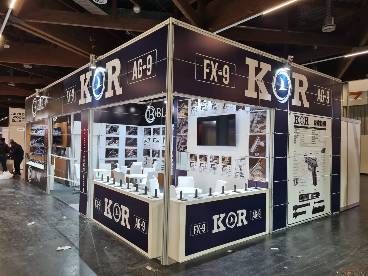 Ağaoğlu Silah 2025 Nurumberg fuar standının genel görünümü; 60 m² maxima sistem stand.